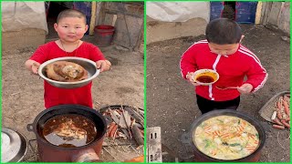 Little Boy cooking food 조리 クック for grandparents [upl. by Ahsen172]