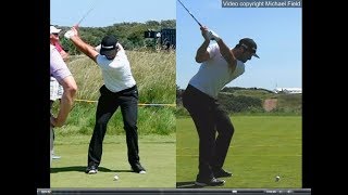 Jon Rahm golf swing  Long Iron faceon amp downtheline July 2017 [upl. by Atiluj353]