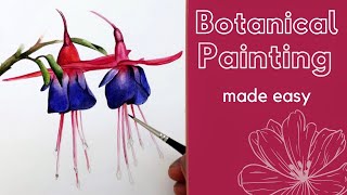 BOTANICAL WATERCOLOR  how to paint fuchsia [upl. by Oderfigis581]