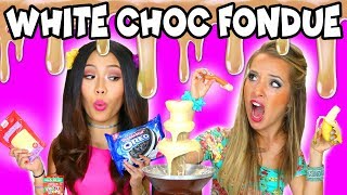 White Chocolate Fondue Challenge Gummy Bears and Unusual Lunch Meat Totally TV [upl. by Enicul]