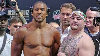 Anthony Joshua vs Andy Ruiz FULL WEIGH IN amp FINAL FACE OFF  Matchroom Boxing USA [upl. by Aicertap]