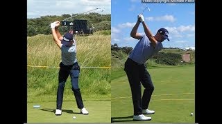 Justin Thomas golf swing  Long Iron faceon amp downtheline July 2017 [upl. by Rhona295]