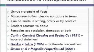 Misrepresentation Lecture 1 of 4 [upl. by Schumer]