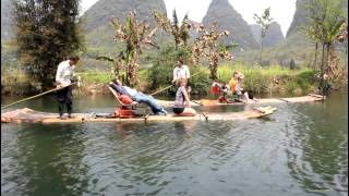 CHINA Yángshuò  Yùlóng River Rafting 桂林玉龙河竹排飘流 [upl. by Tomchay209]