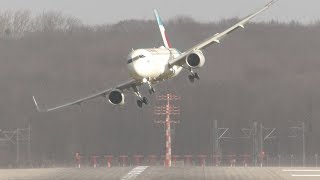 UNBELIEVABLE CROSSWIND LANDINGS during a STORM with 20 ABORTED LANDINGS  GO AROUND [upl. by Taveda]